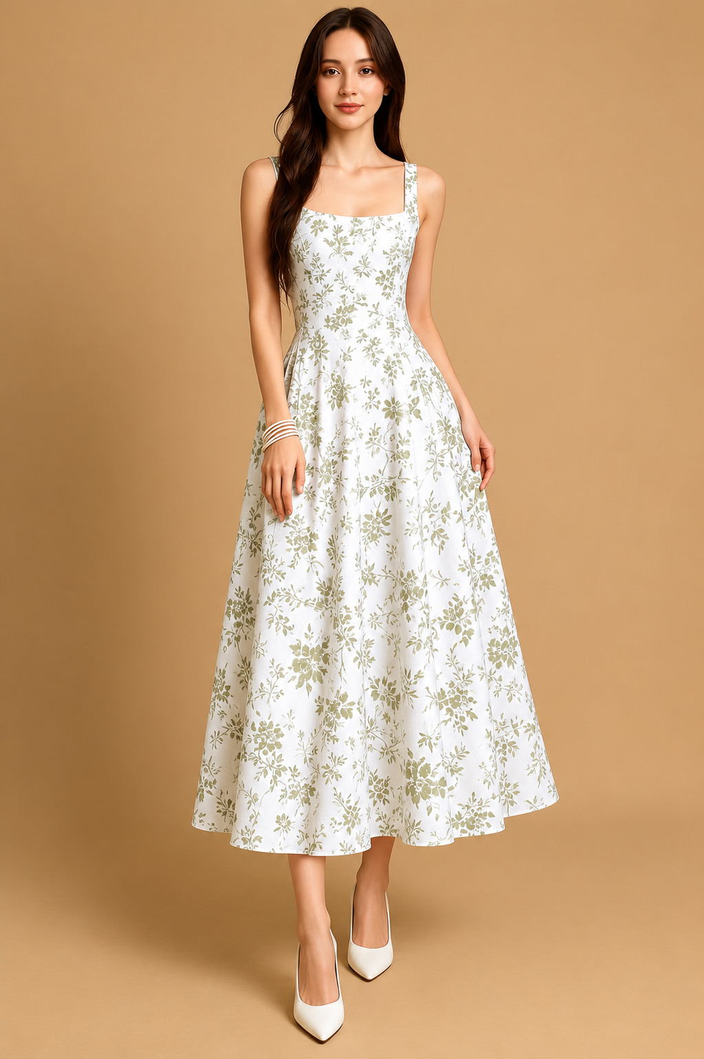 Women's Floral Corset Midi Dress - Image 3