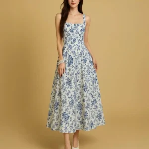 Women's Floral Corset Midi Dress